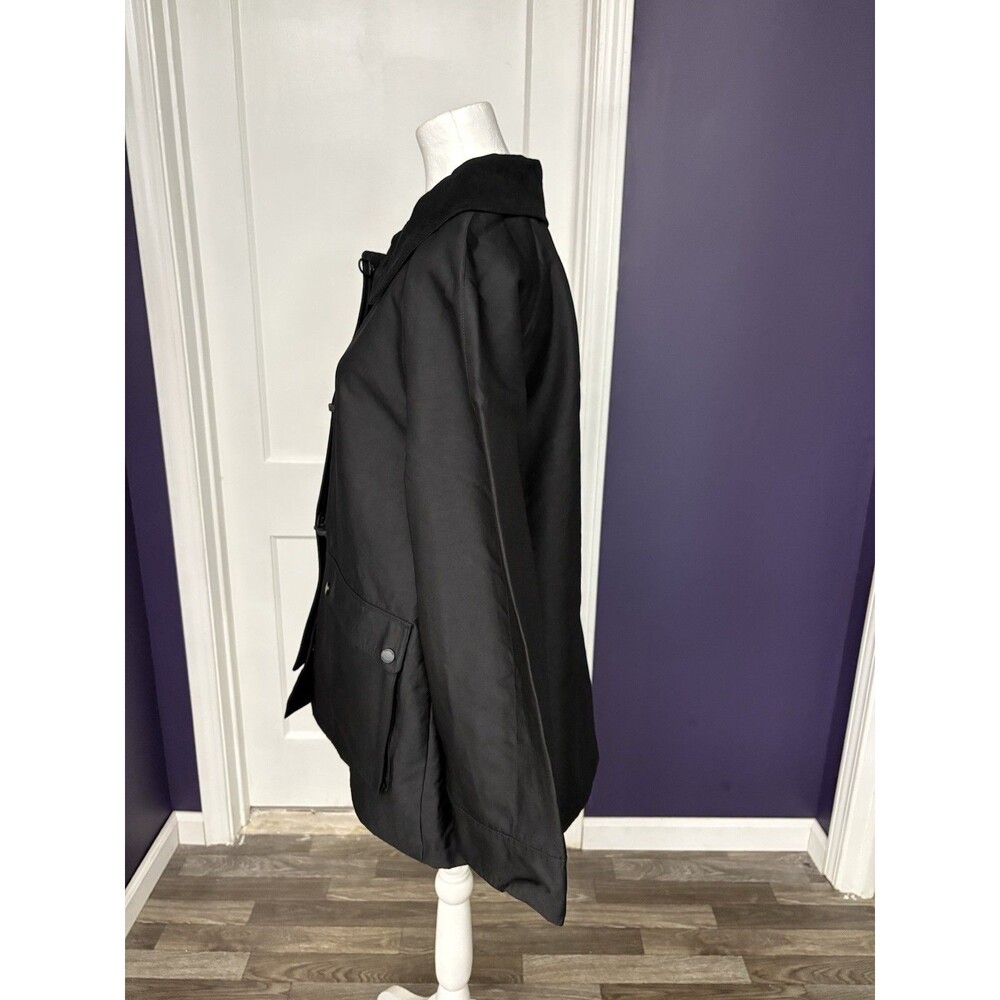 NWT Tahari Taylor Black Barn Jacket Corduroy Collar Toggle Snap Women's Coat L - Picture 11 of 16